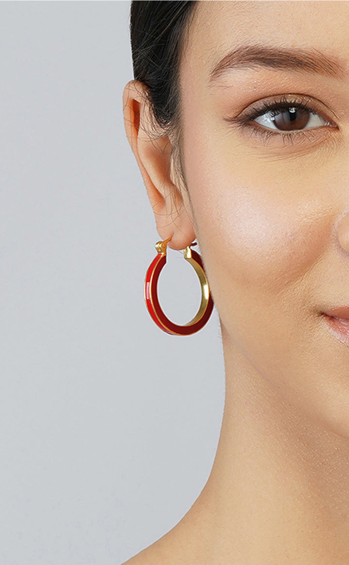 Red Gold Large Hoops