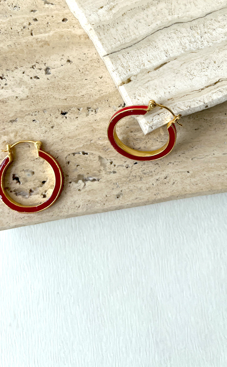 Red Gold Large Hoops
