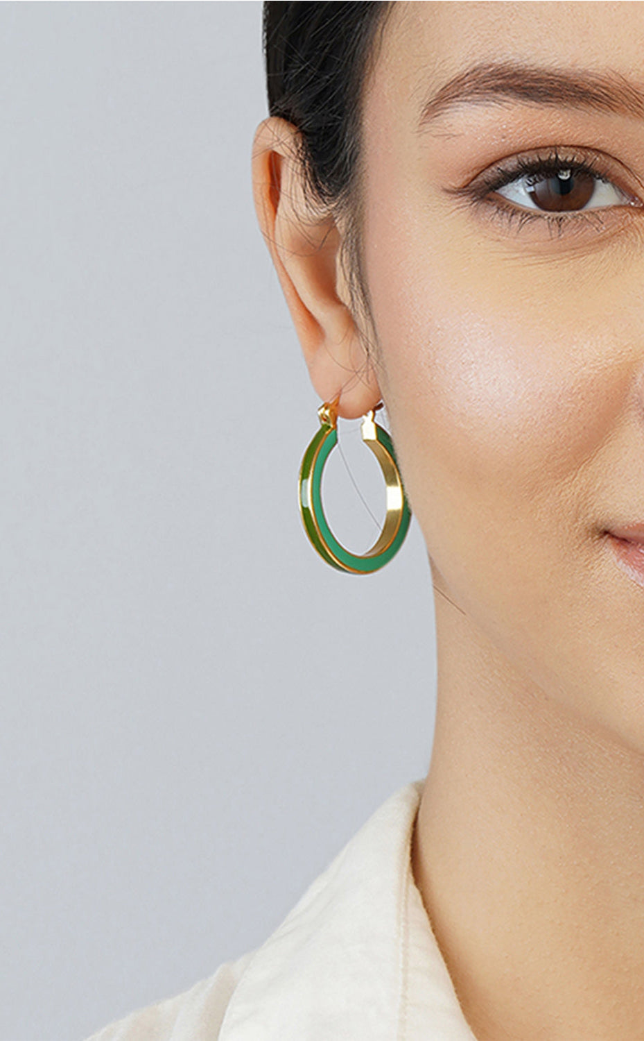 Teal Gold Large Hoops
