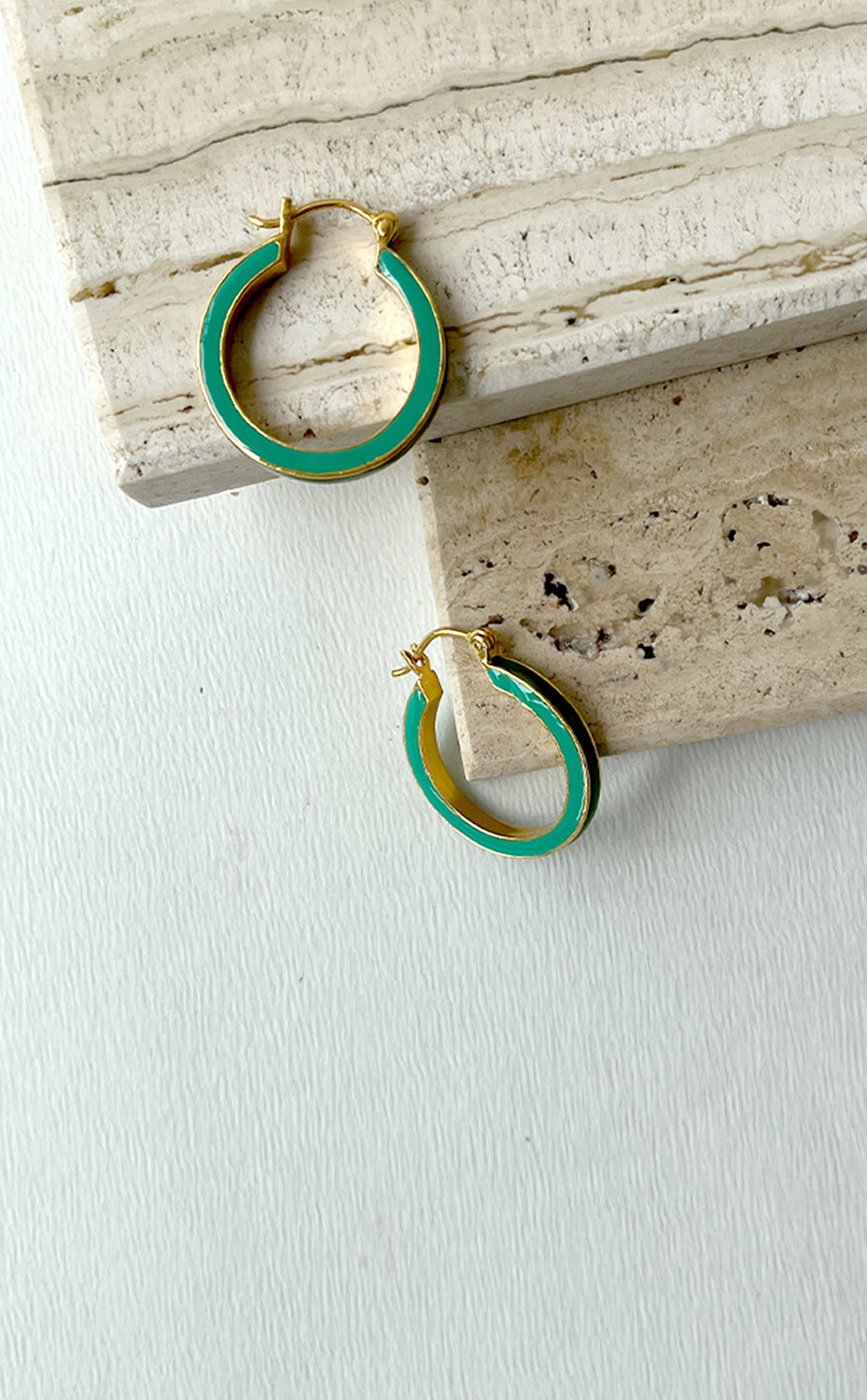 Teal Gold Large Hoops