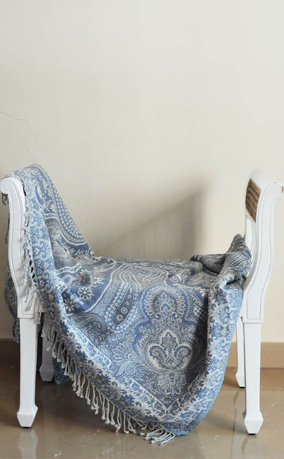Sky Blue Paisley Throw
