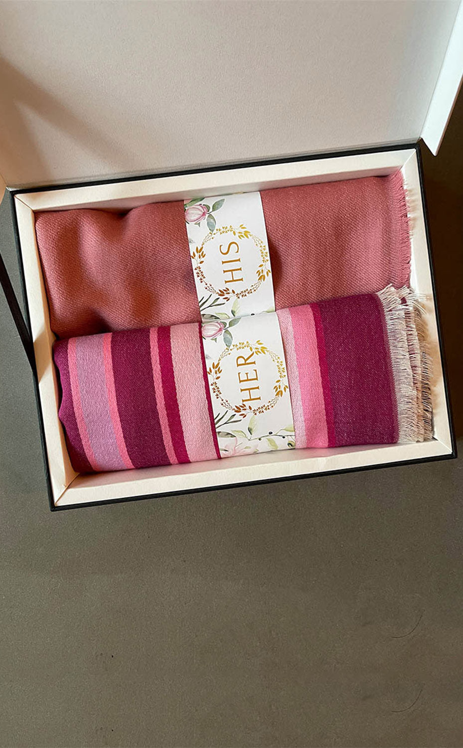 Burgundy Stripes Muffler His &amp; Her Set