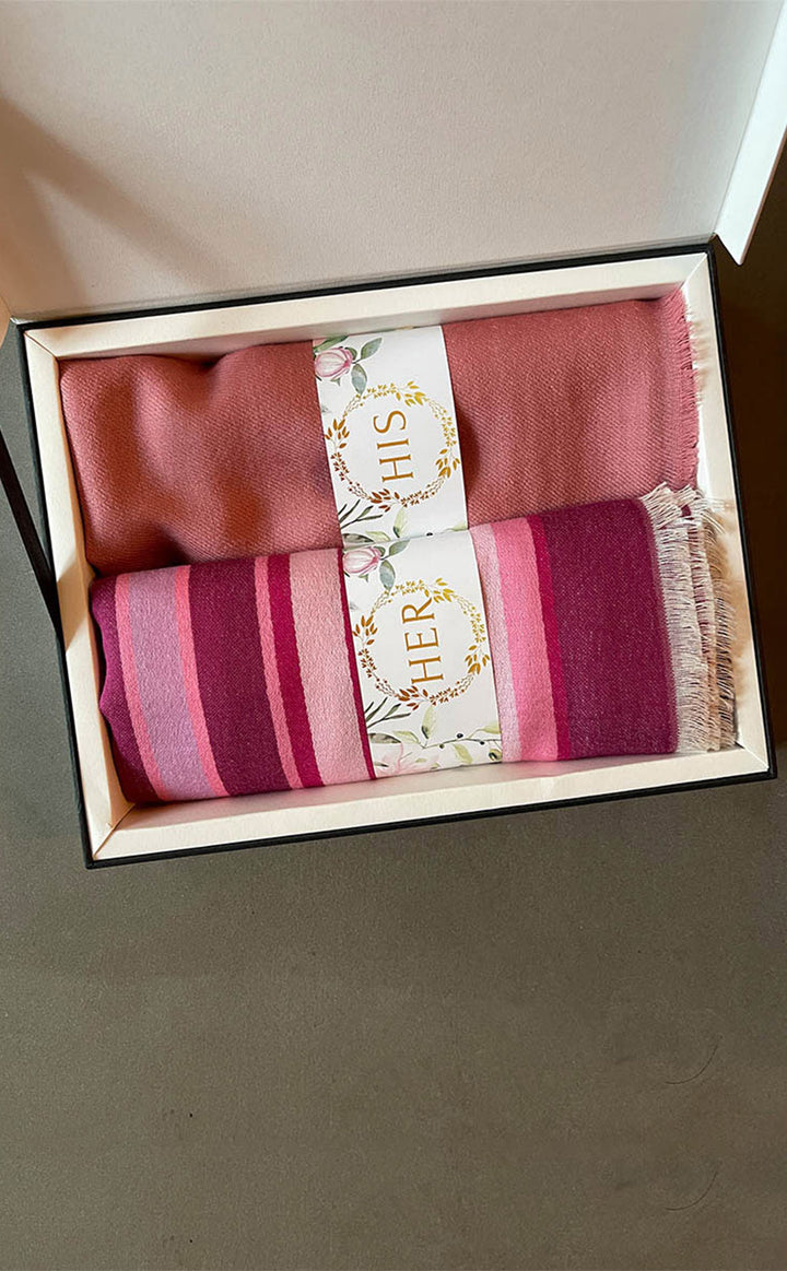 Burgundy Stripes Muffler His &amp; Her Set