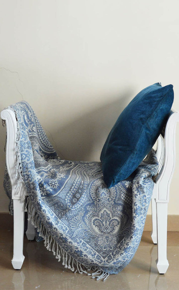 Sky Blue Paisley Throw
