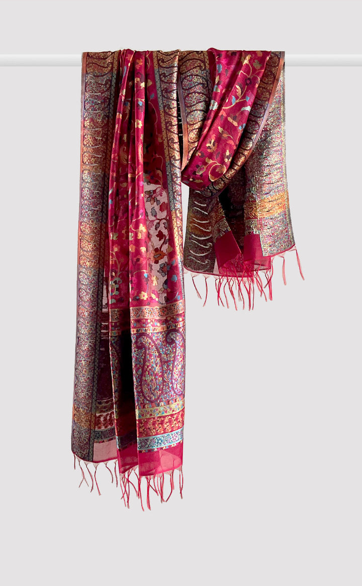 Crimson Floral Paisley Dupatta