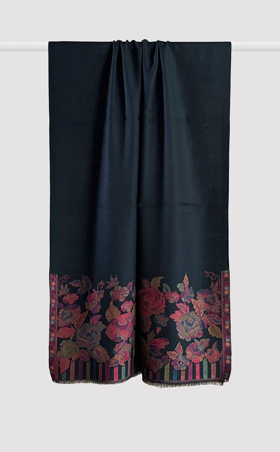 Rose Black Kani Stole