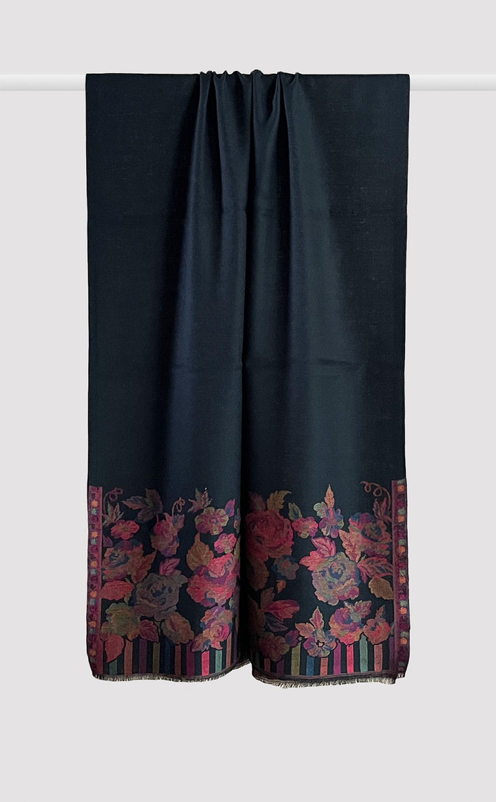 Rose Black Kani Stole