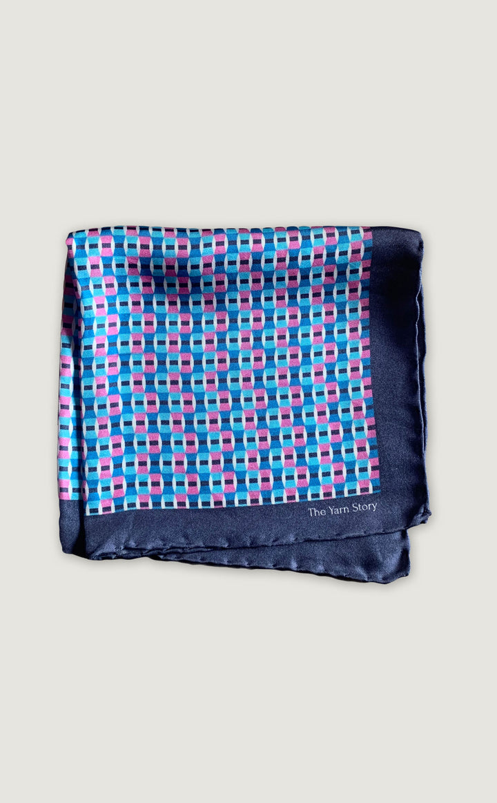 Geometric Navy Blue Pocket Square