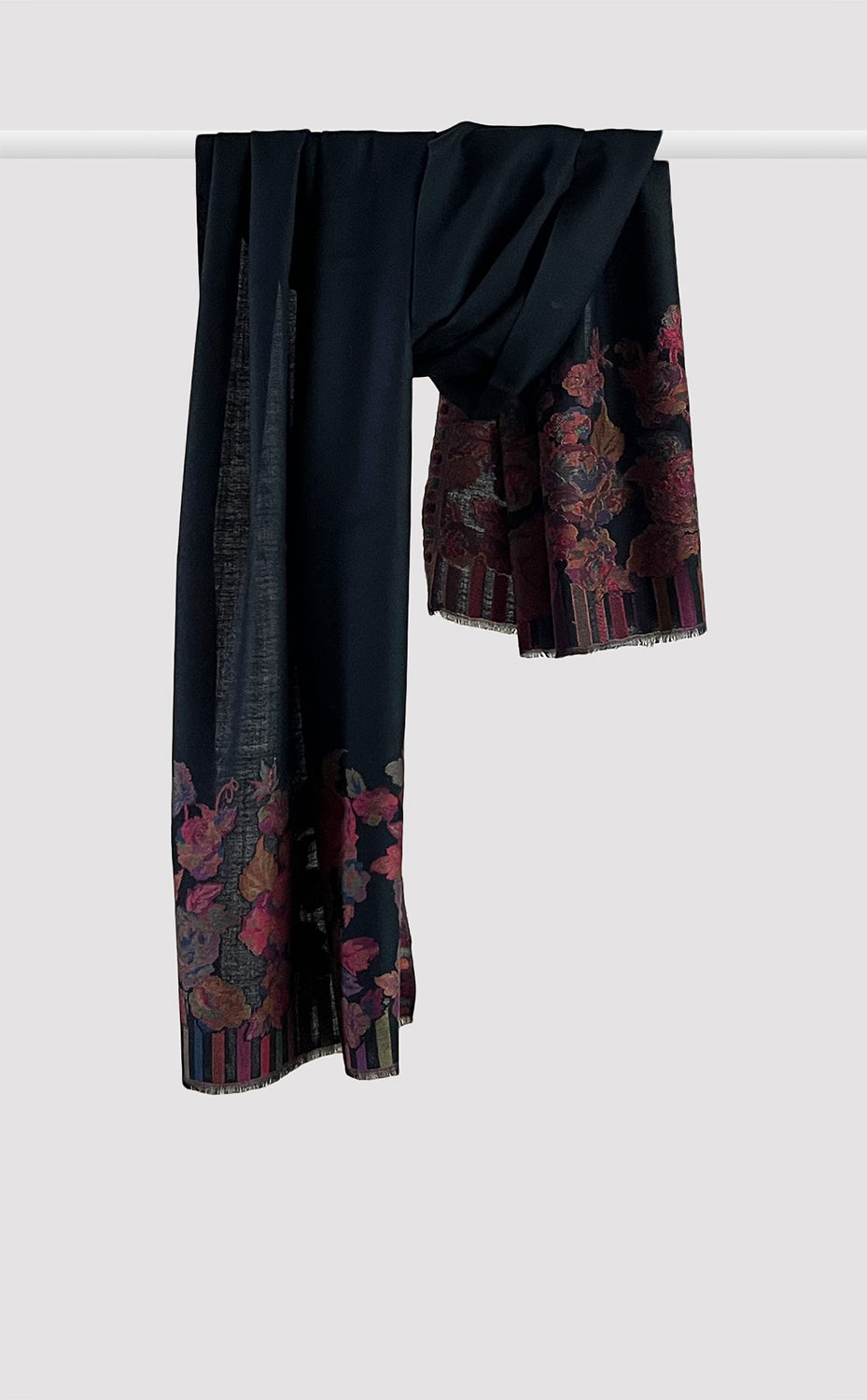 Rose Black Kani Stole