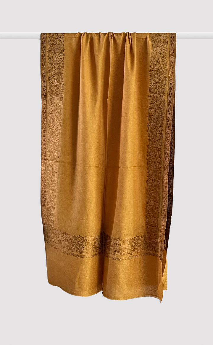 Mustard Gold Floral Kani Shawl