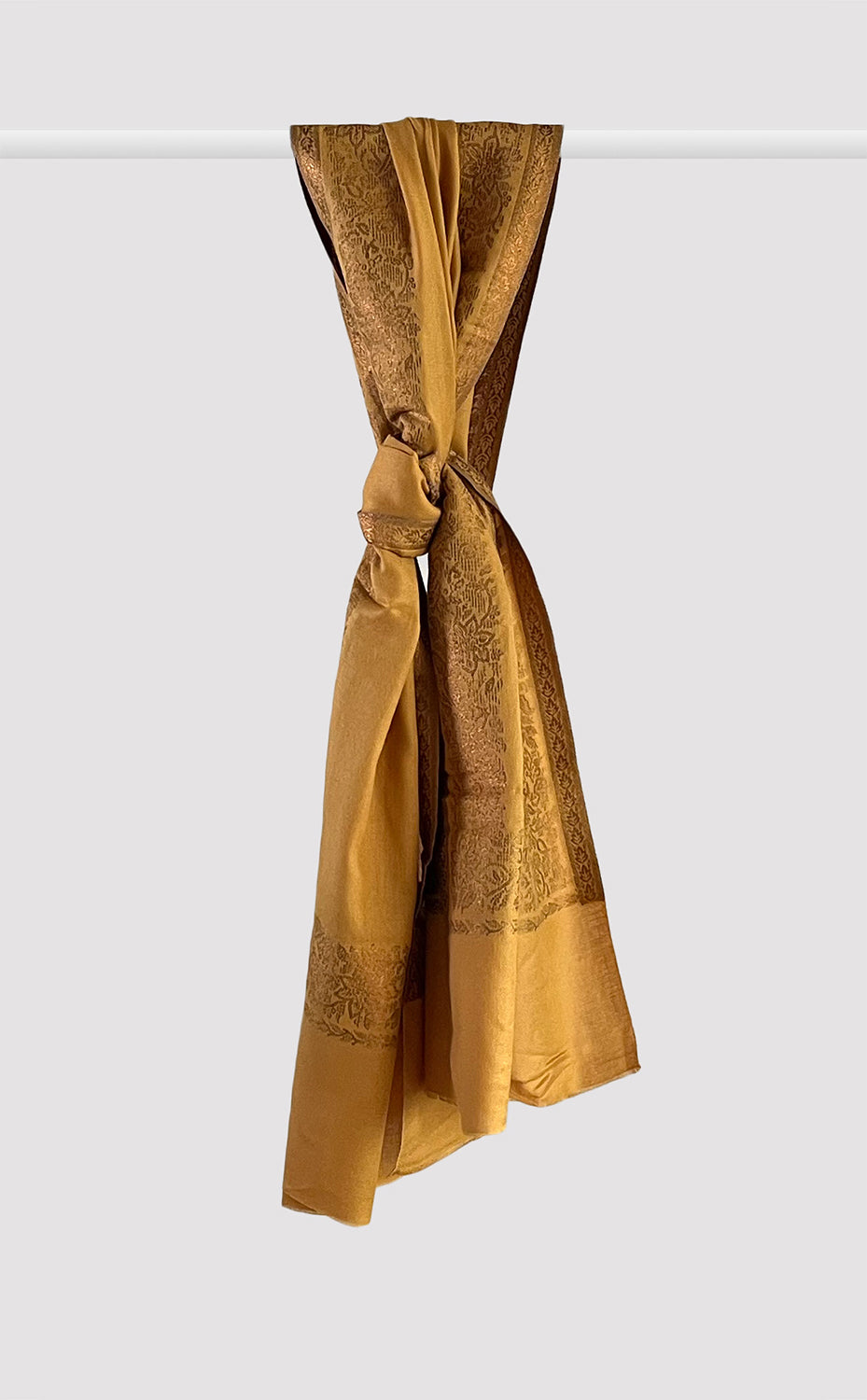 Mustard Gold Floral Kani Shawl