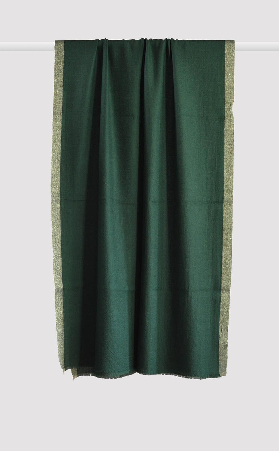 Wool Silk Zari - Bottle Green