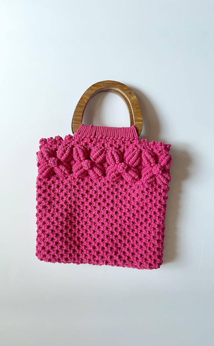 Macrame Bag - Raspberry