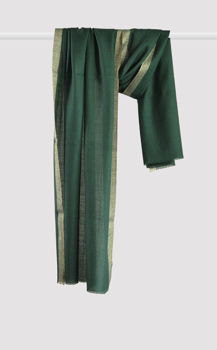 Wool Silk Zari - Bottle Green