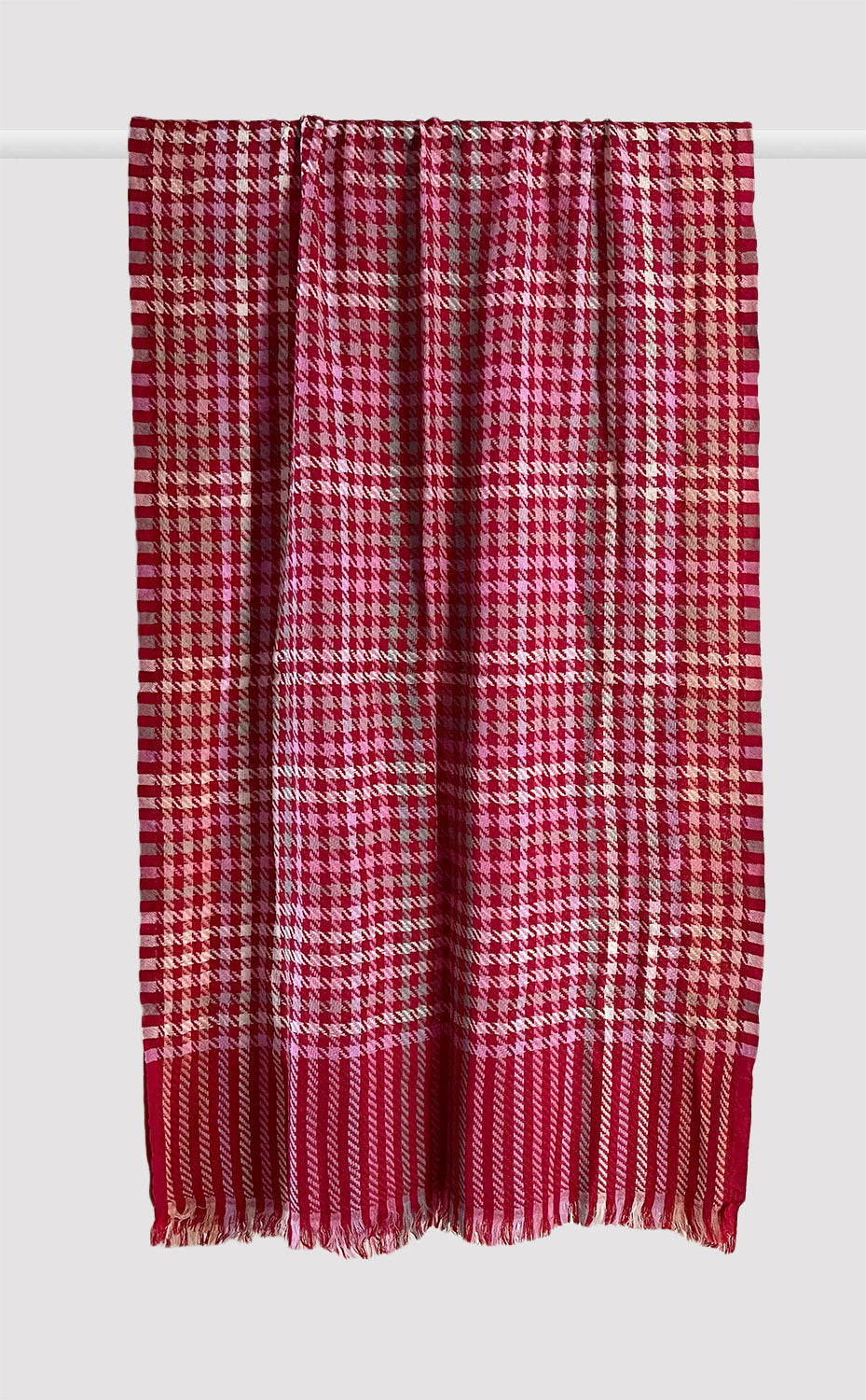 Rouge Houndstooth Weave Merino Jacquard