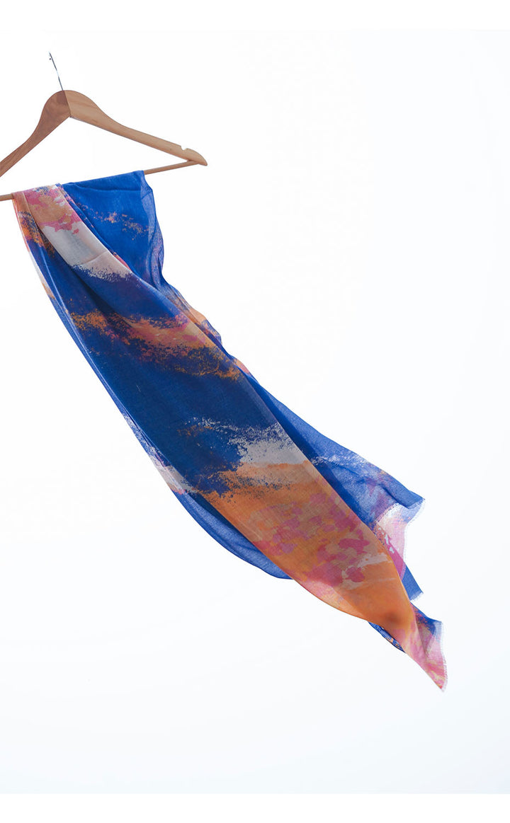 Blue Coral Printed Shawl