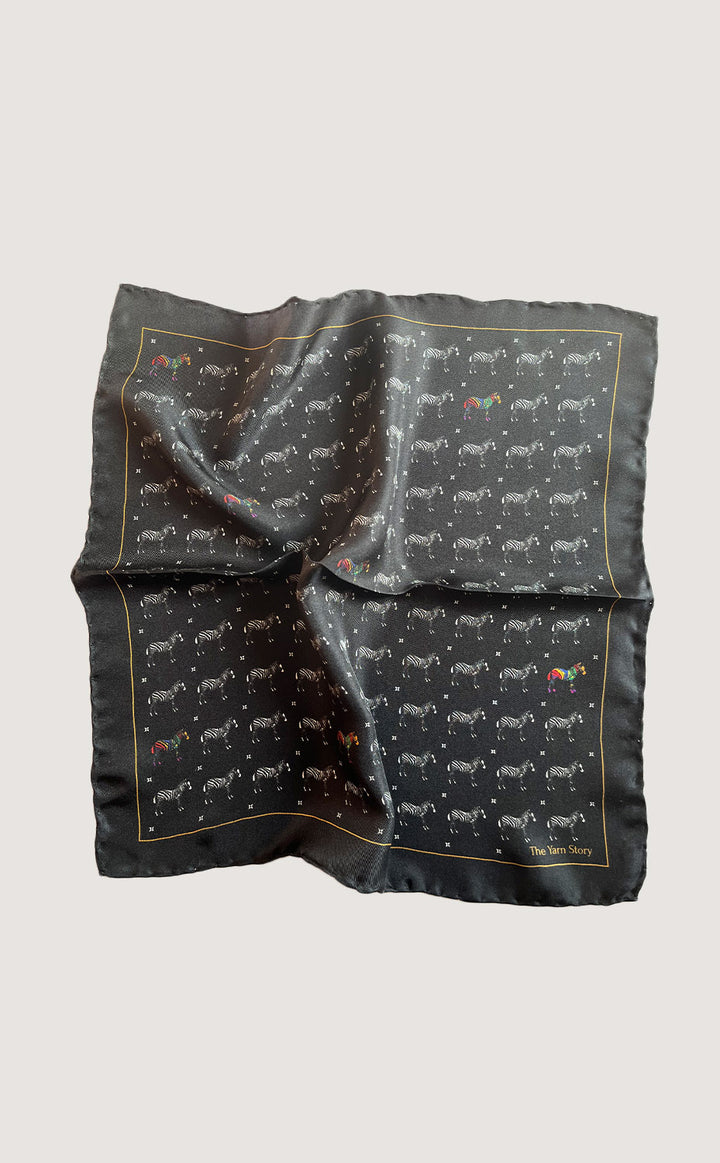 Black Zebra Pocket Square