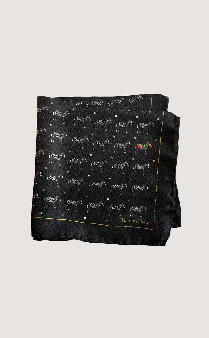 Black Zebra Pocket Square