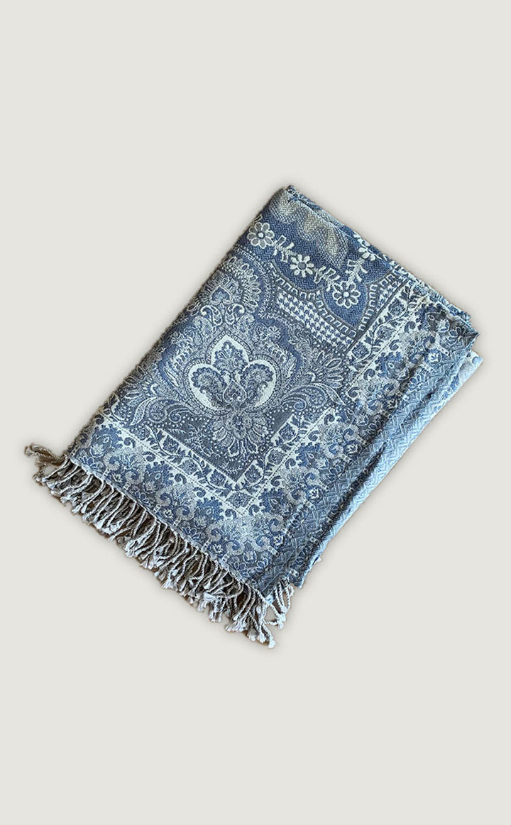 Sky Blue Paisley Throw
