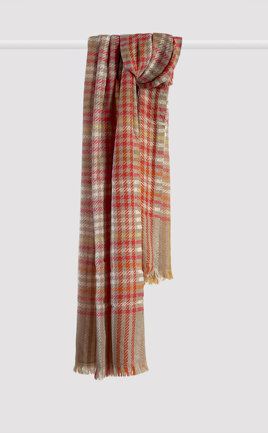 Sand Houndstooth Weave Merino Jacquard