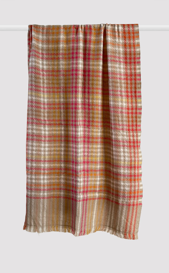 Sand Houndstooth Weave Merino Jacquard