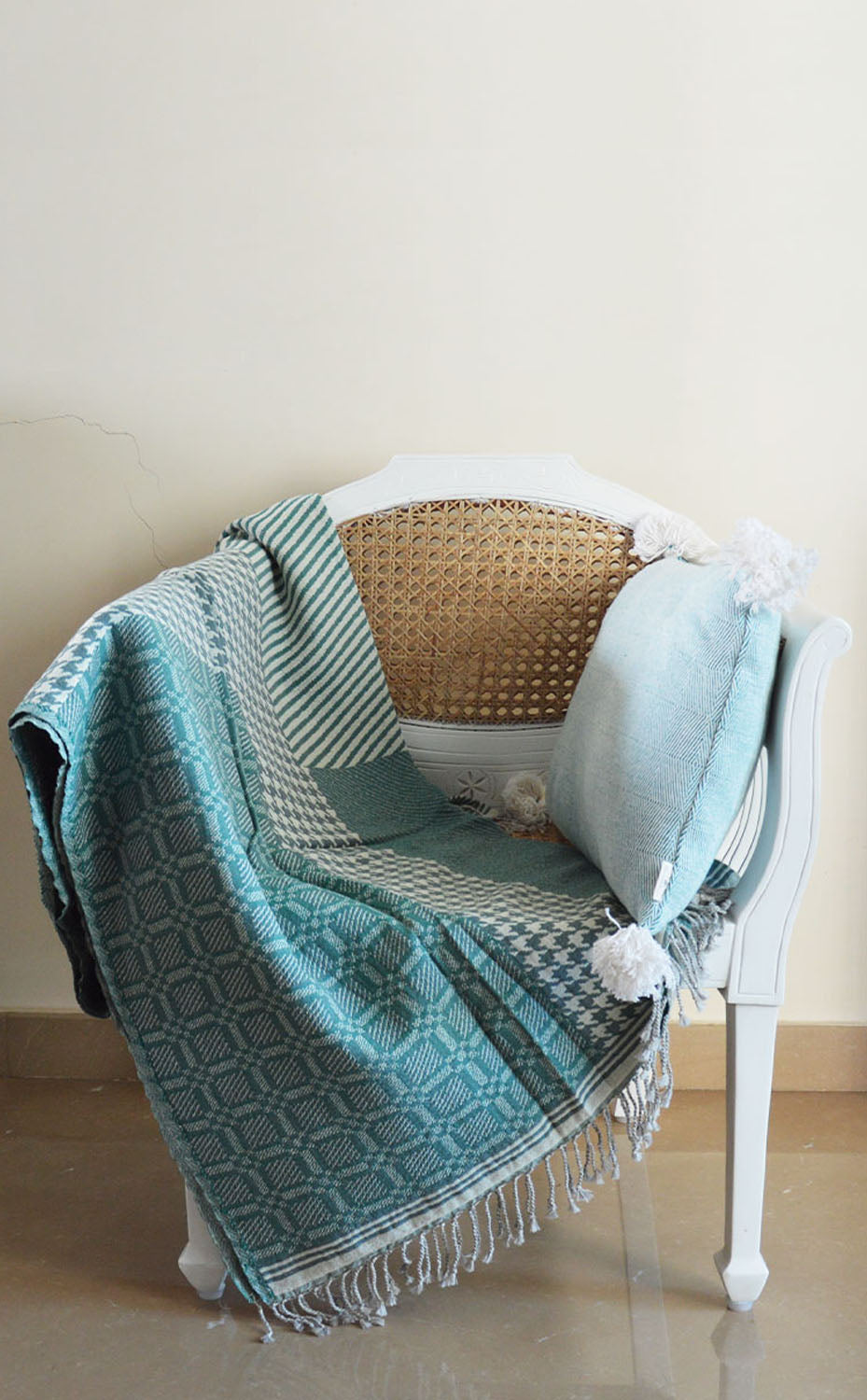 Teal Houndstooth Throw