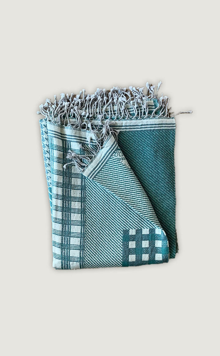 Teal Houndstooth Throw