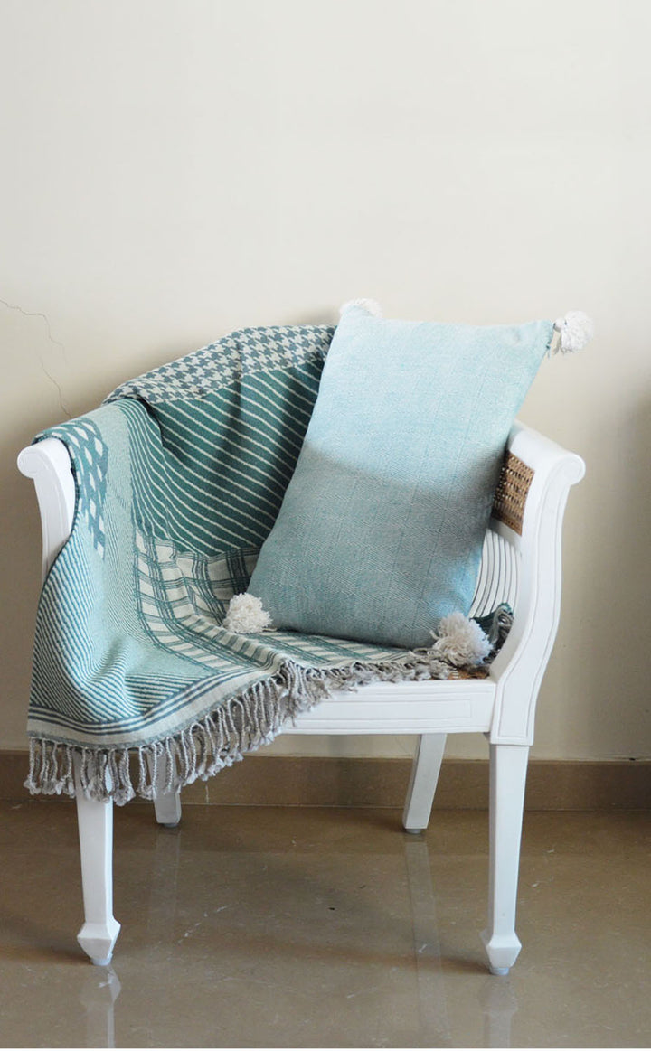 Teal Houndstooth Throw