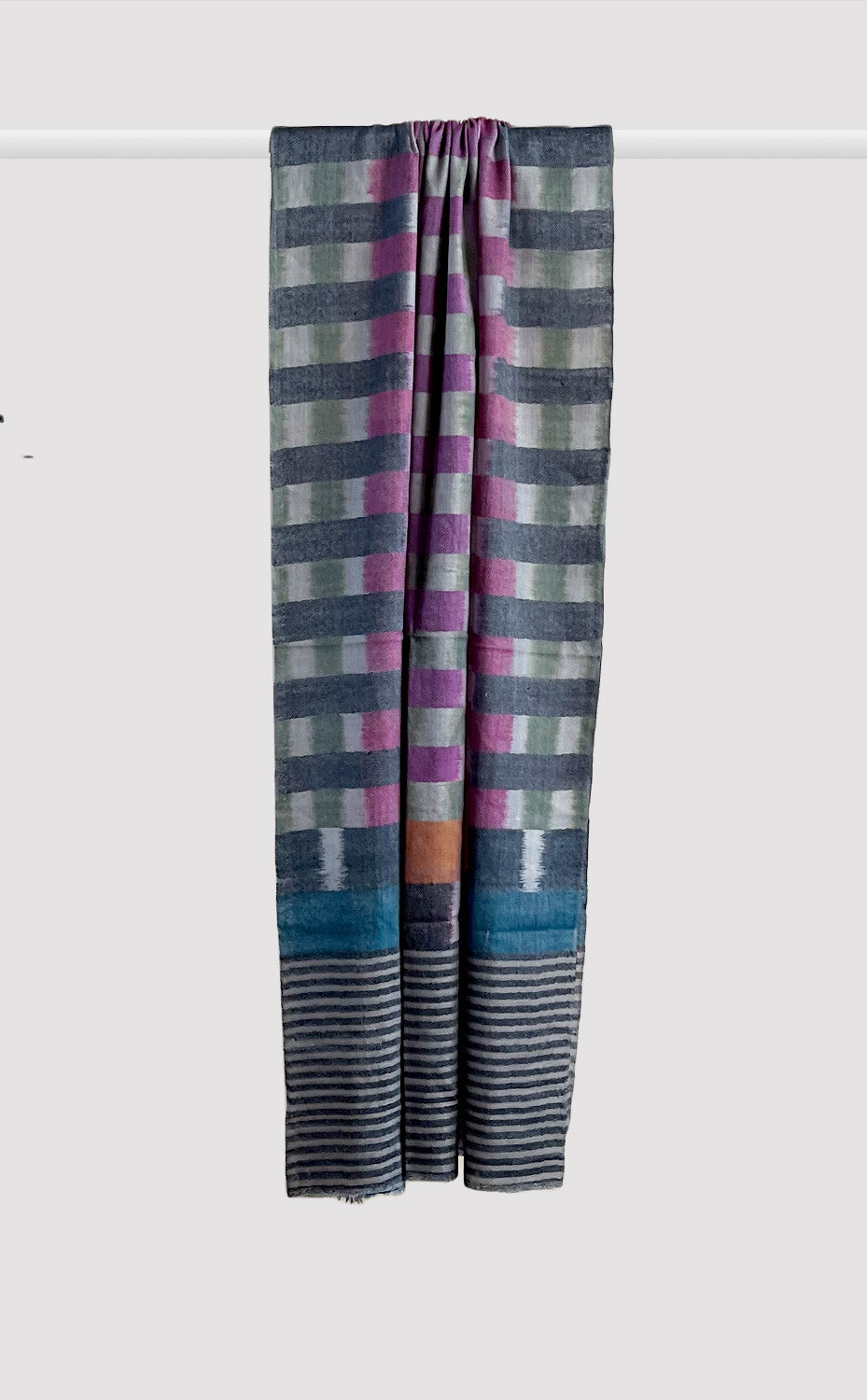 Pashmina Charcoal Multicolor Ikat Stole