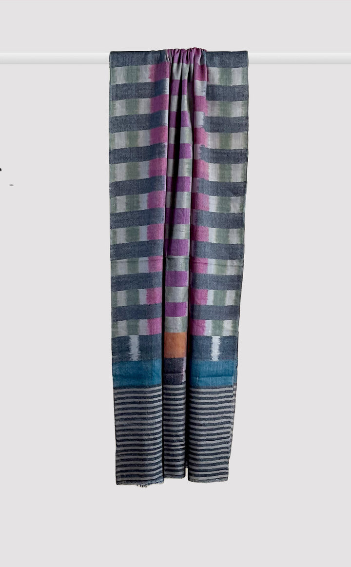Pashmina Charcoal Multicolor Ikat Stole