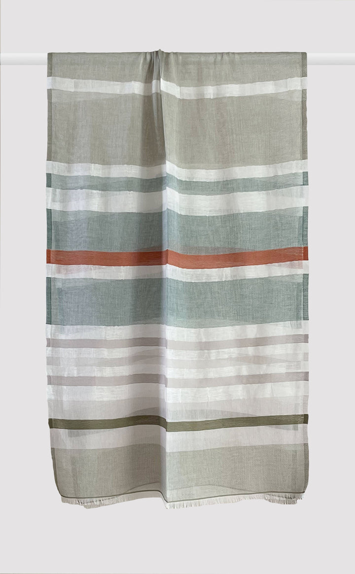 Olive Stripes Cotton Linen Stole