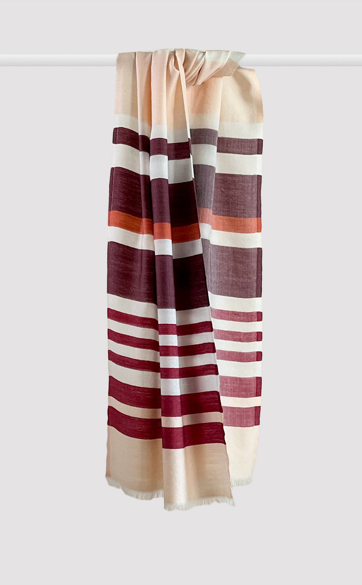 Claret Striped Merino Muffler