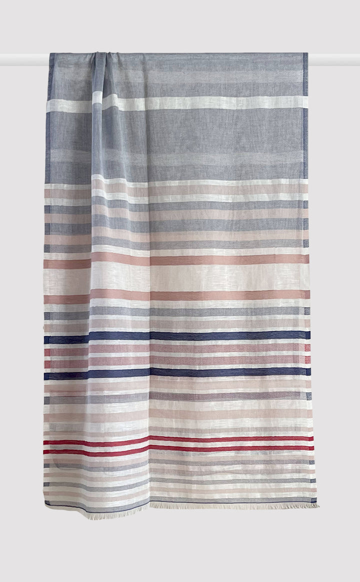 Maroon Stripes Cotton Linen Stole