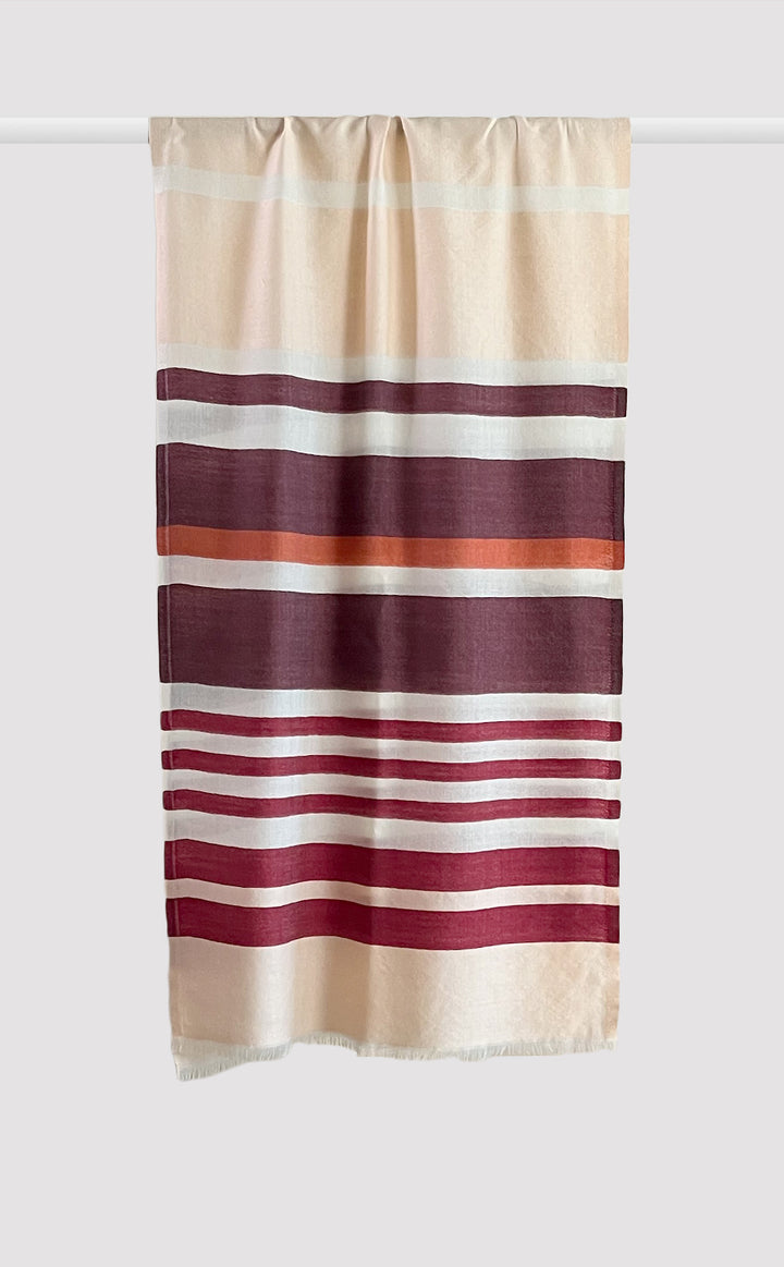 Claret Striped Merino Muffler