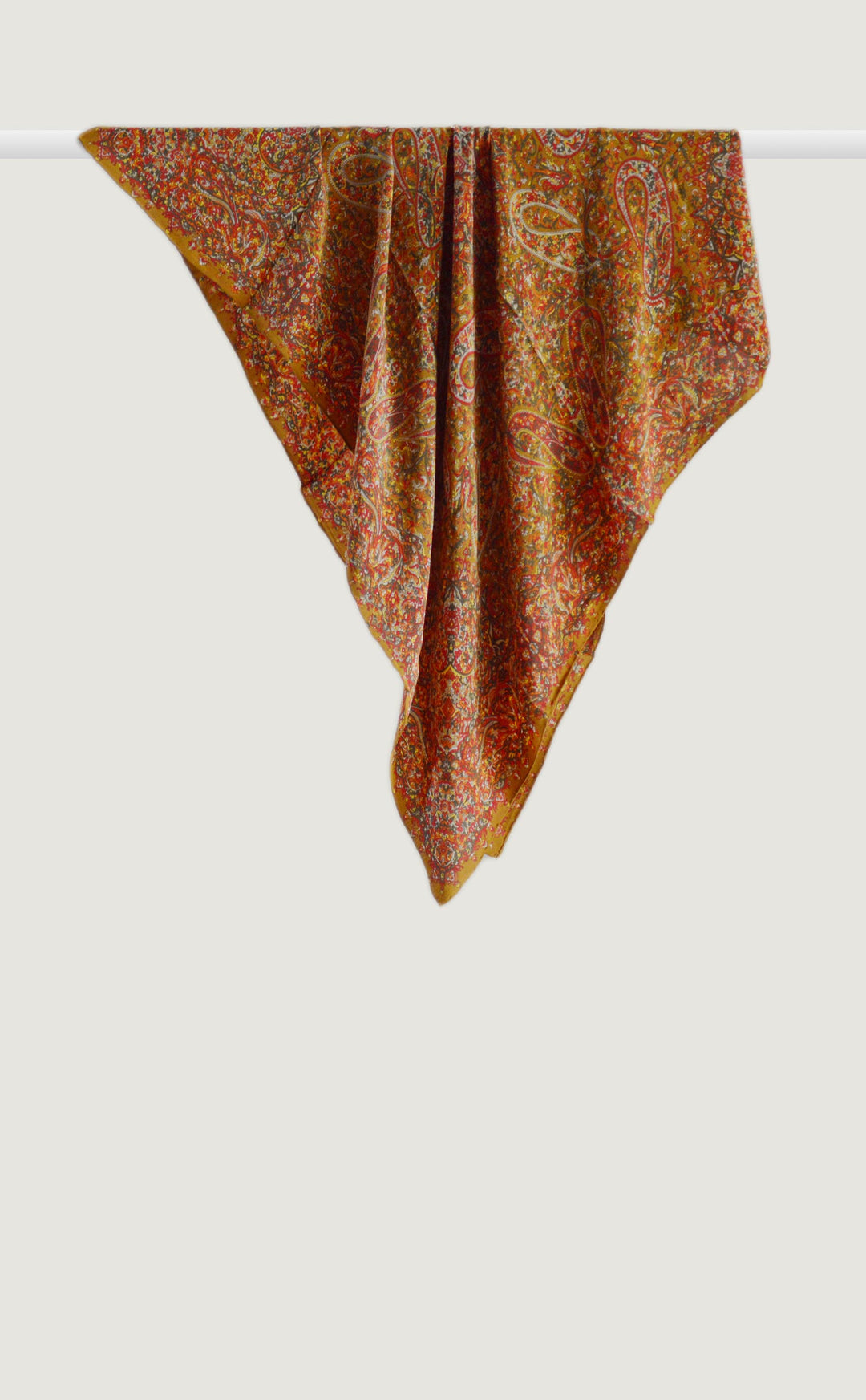 Ocher Paisley Crepe Silk Scarf