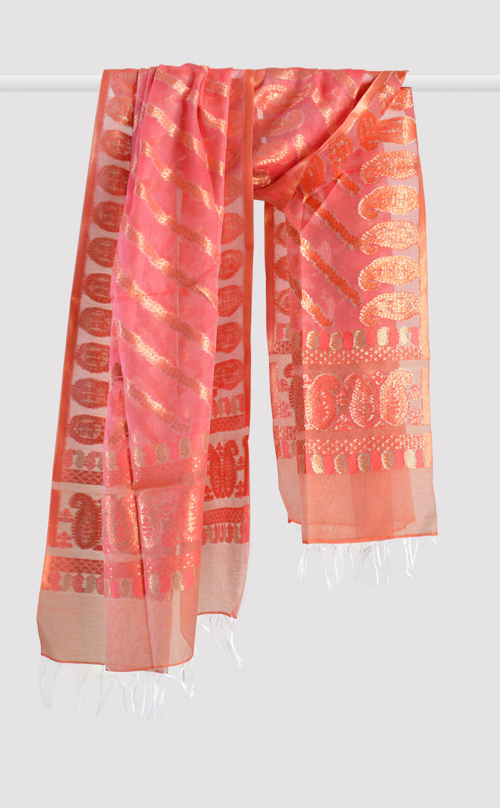Pink Gold Paisley Dupatta