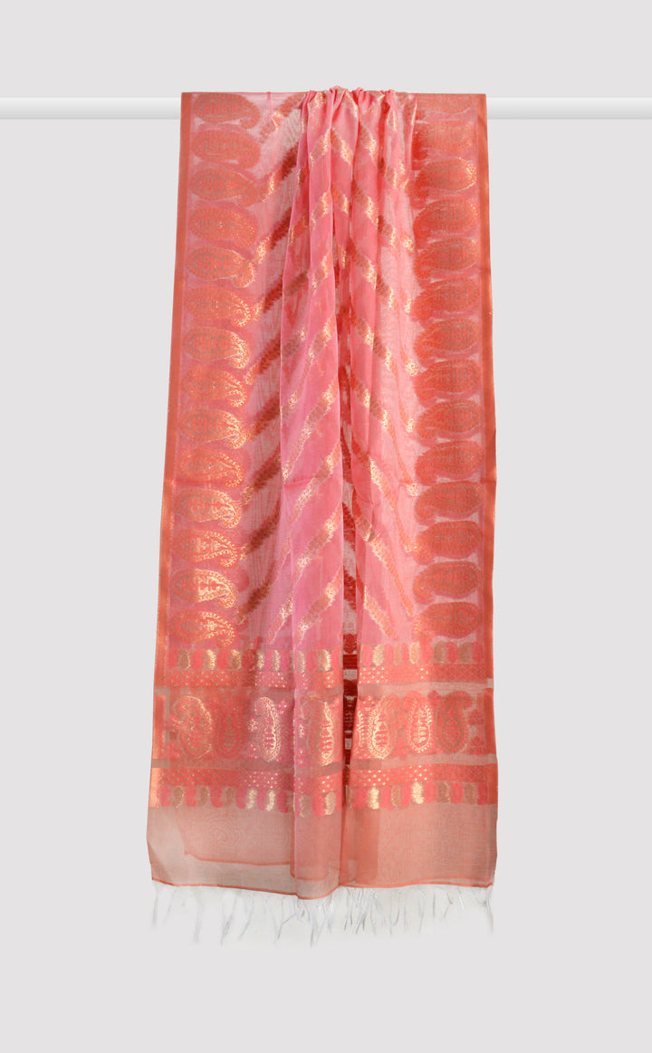 Pink Gold Paisley Dupatta