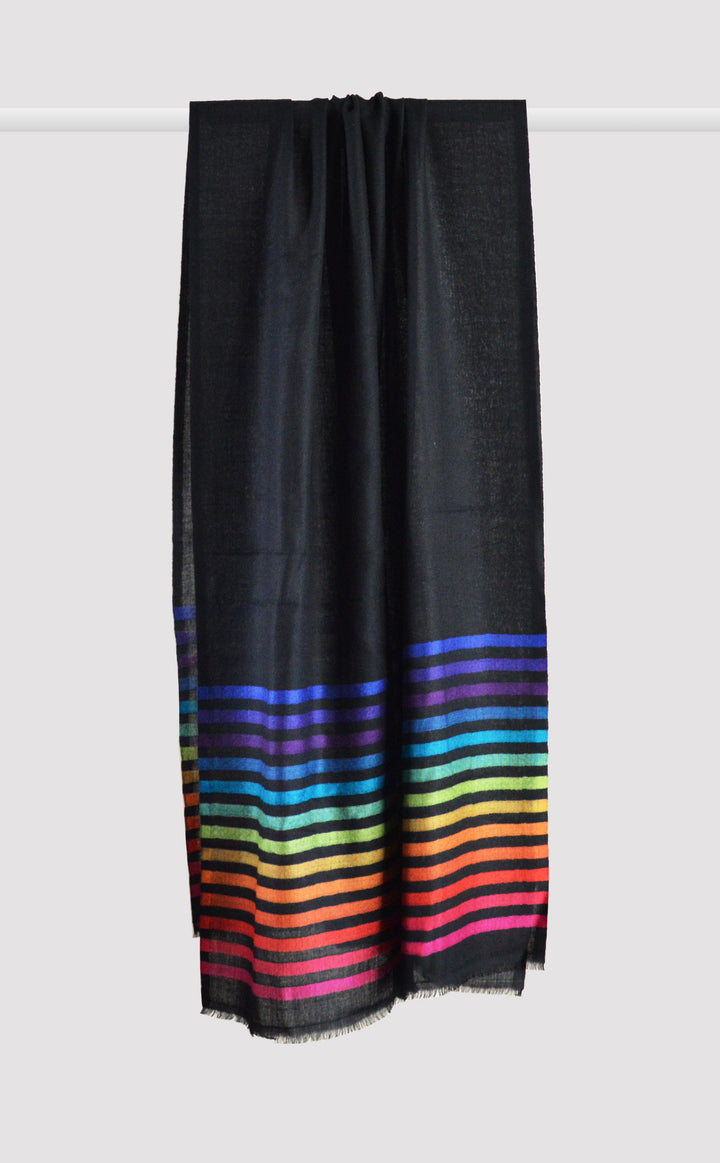 Merino Stripes Black Rainbow
