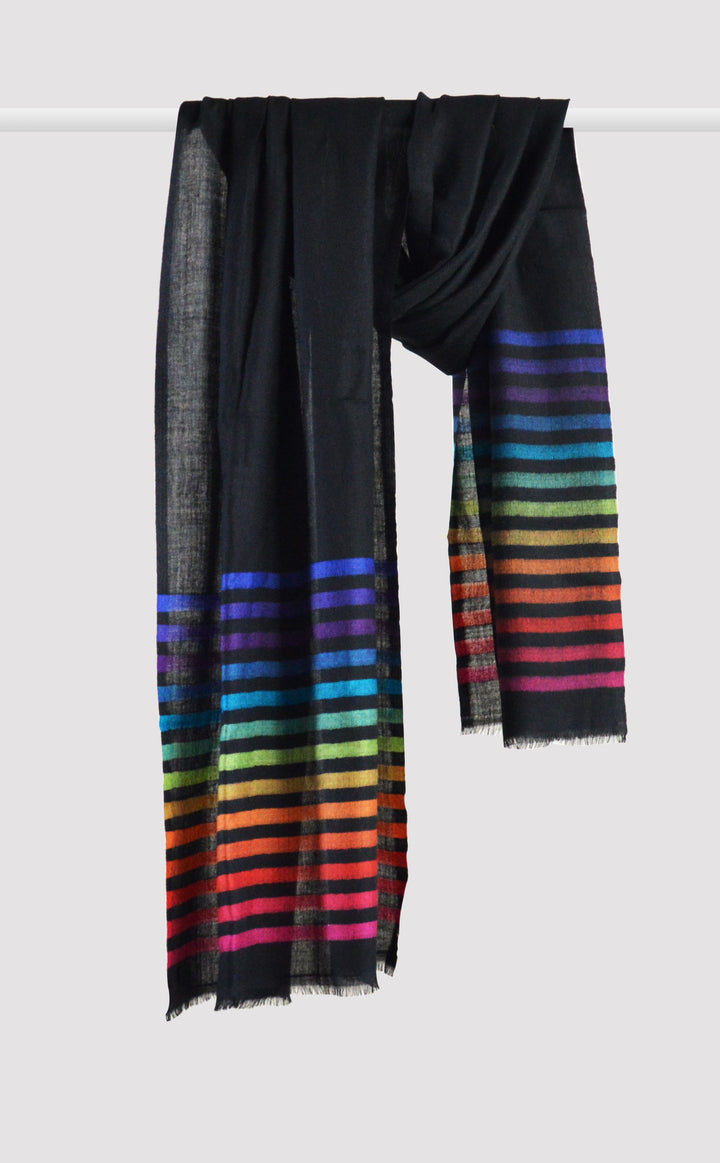 Merino Stripes Black Rainbow