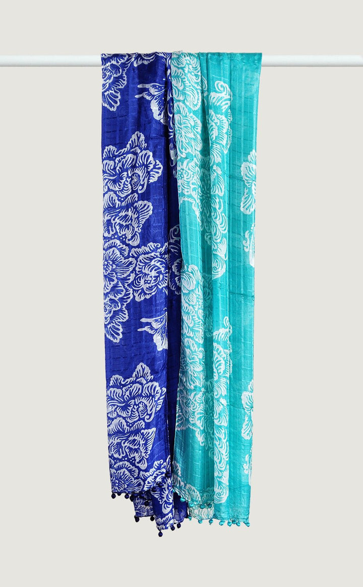 Sky Blue Tabby Silk Stole