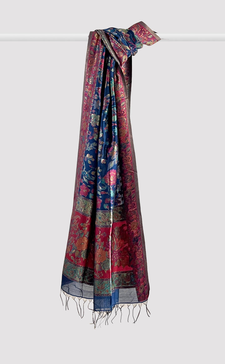 Royal Blue Floral Kani Dupatta