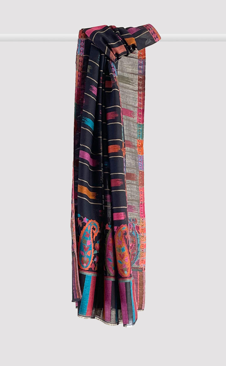Black Ikat Kani Stole
