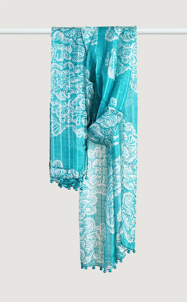 Sky Blue Tabby Silk Stole