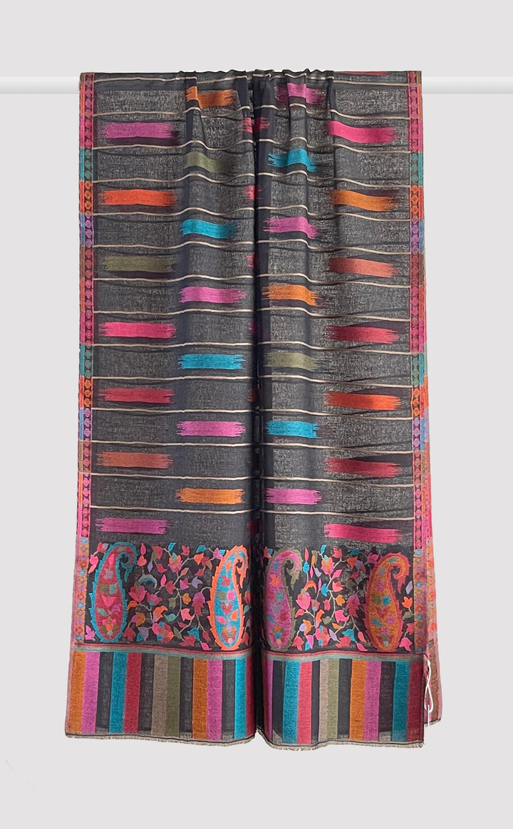 Black Ikat Kani Stole