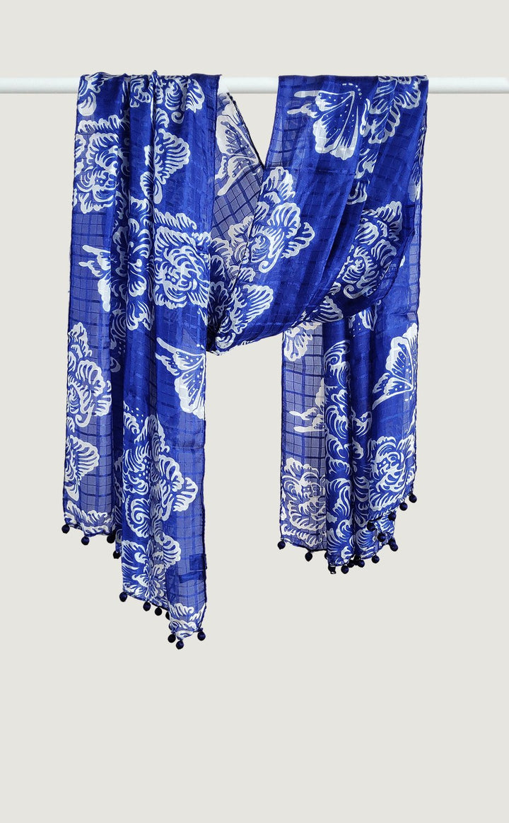 Electric Blue Tabby Silk Stole