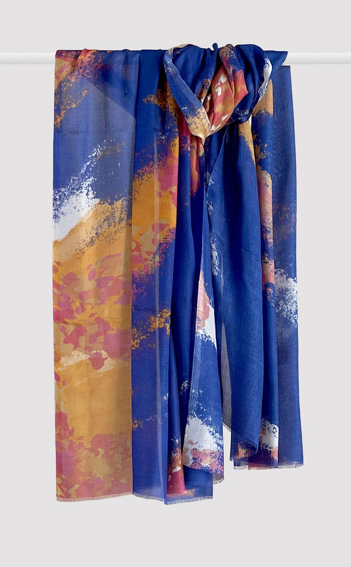Blue Coral Printed Shawl
