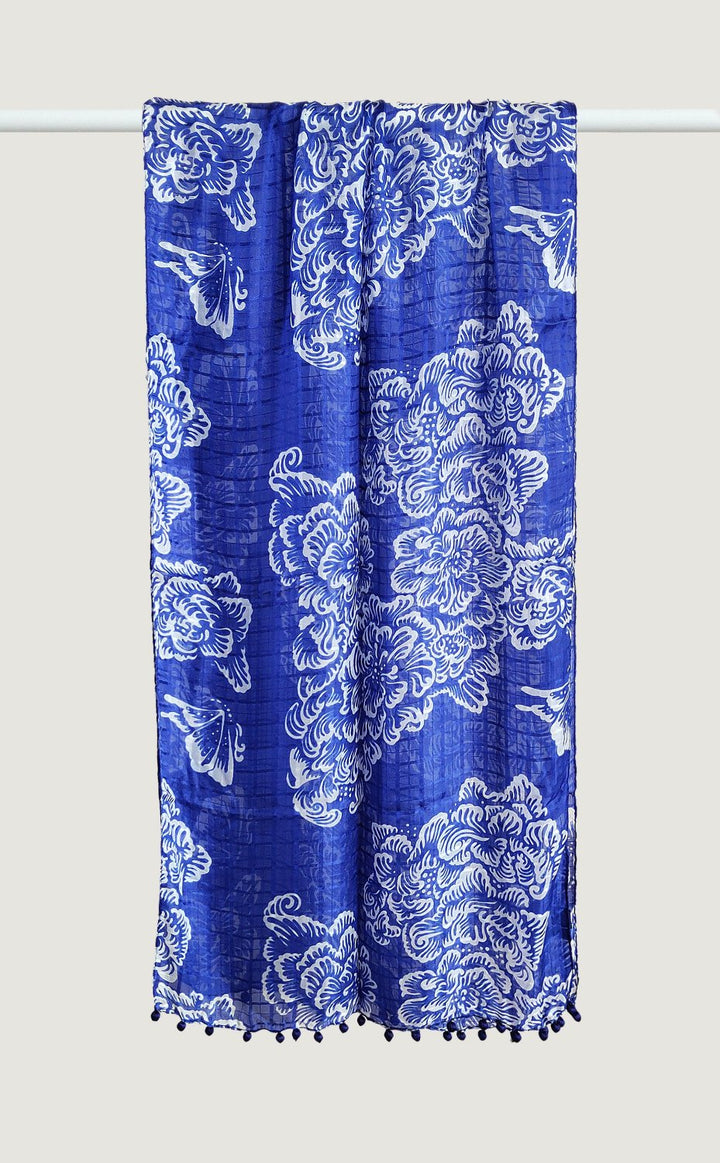Electric Blue Tabby Silk Stole