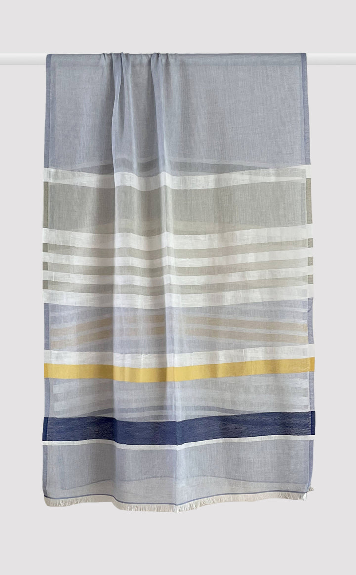 Blue Stripes Cotton Linen Stole