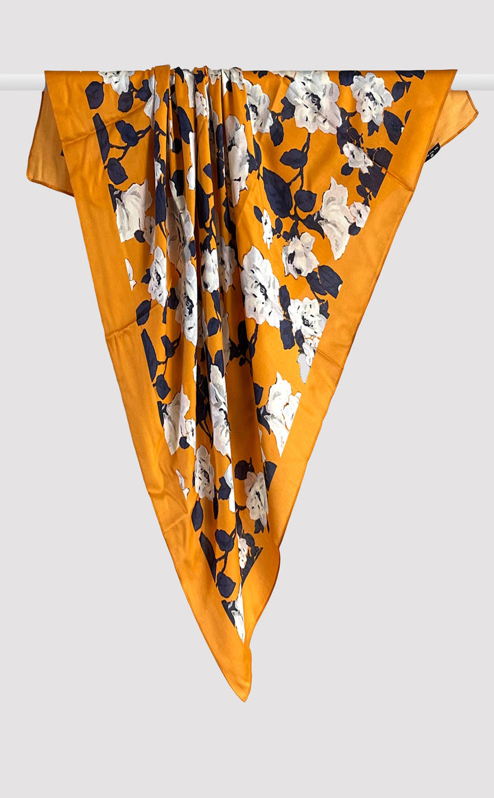 Ivory Flower Scarf - Yellow