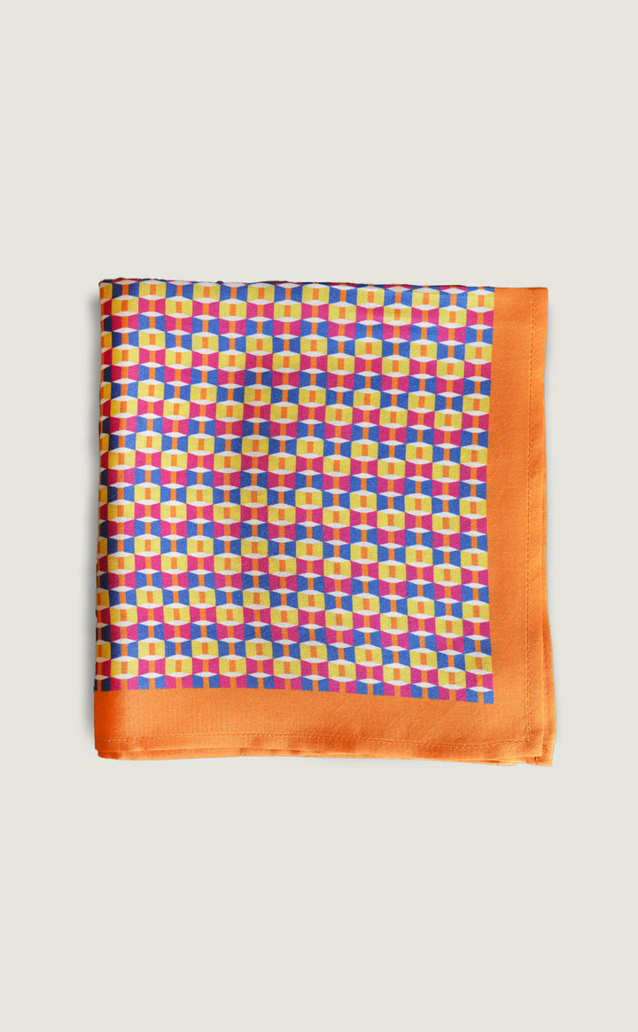 Geometric Blue Orange Pocket Square